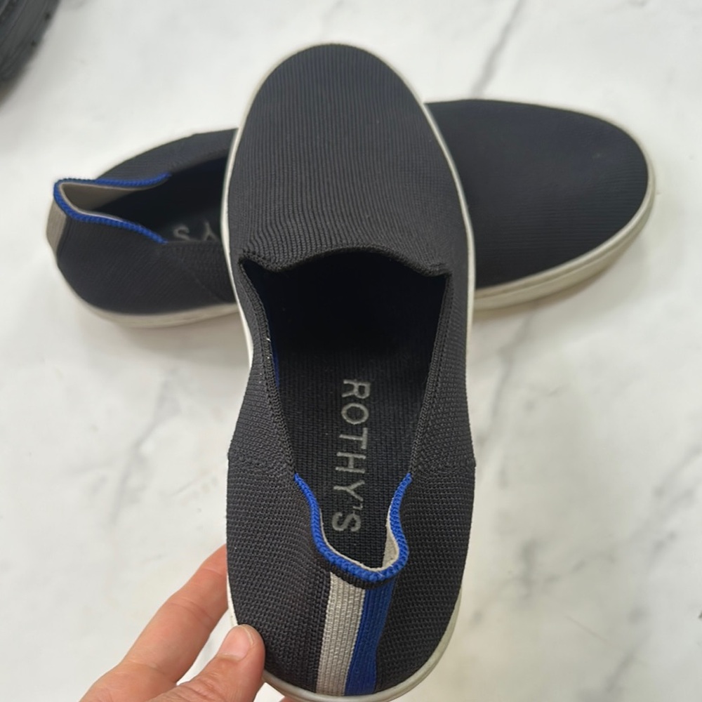 Rothy's Black and Blue Loafers Slip-Ons